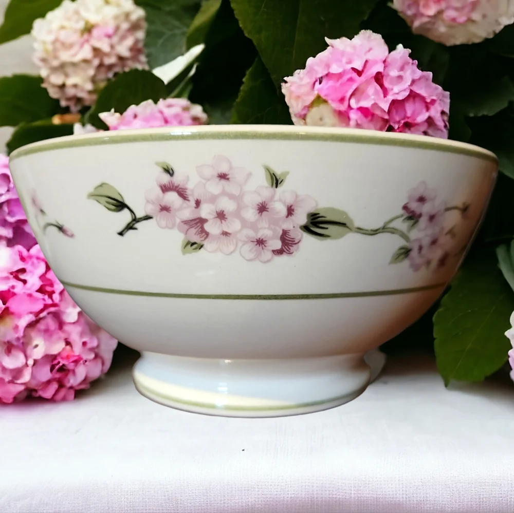 1 Vtg Bowl Cereal Soup Martha Stewart Hydrangea MSE Flowers